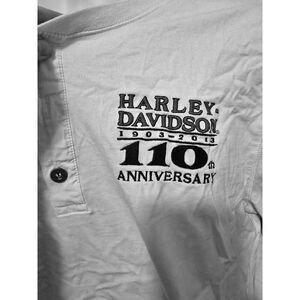 Harley Davidson 110th Anniversary Long Sleeve Henley T-Shirt Mens biker